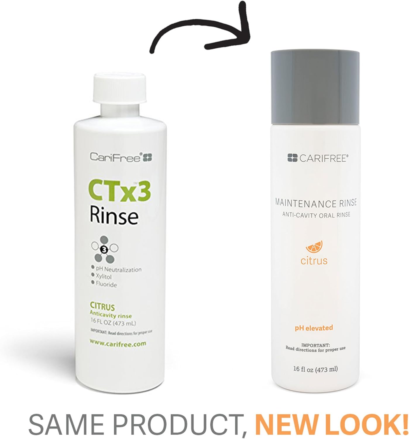 CariFree Maintenance Rinse, Citrus Flavored, Anti-Cavity Fluoride Mouthwash, Dentist Recommended, Prevents Oral Decay, Freshens Breath, Alcohol-Free, Neutralizes pH (Previously CTx3)