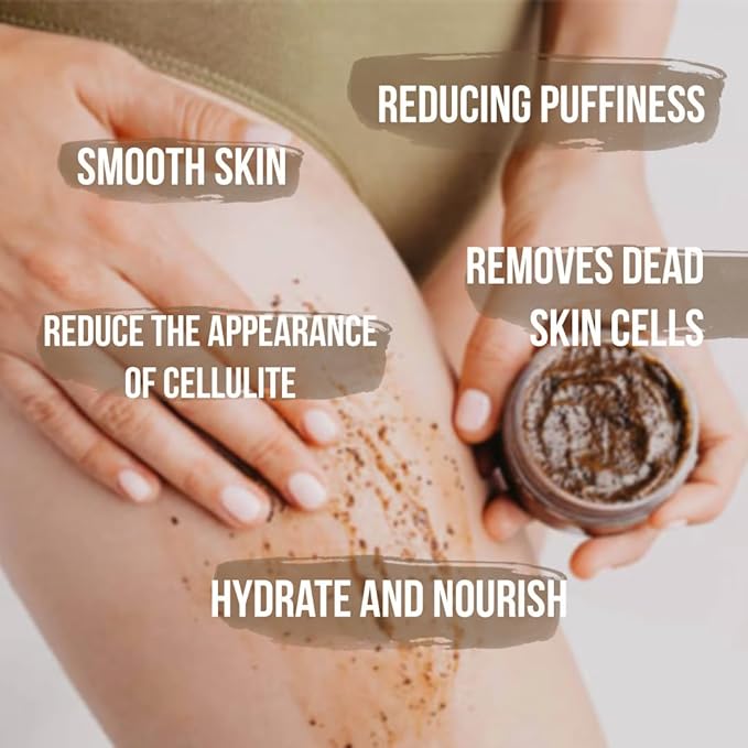 Arabica Coffee Scrub, Moisturizing Exfoliating Face, Body Foot, Hand, Natural Exfoliating for Smooth Skin, Organic Scrub Fights Stretch Marks, Appearance Cellulite, Fine Lines & Wrinkles