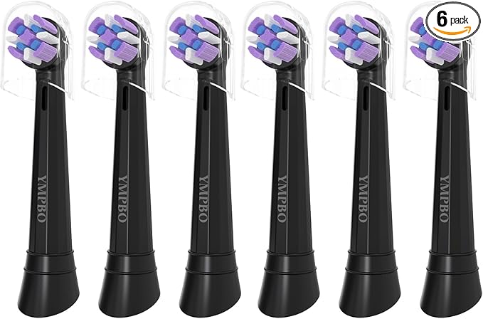 Pack of 6 Replacement Heads Compatible with Oral B iO 10 9 8 7 6 5 4 3 Series Electric Toothbrush, Medium Brush Heads, Black