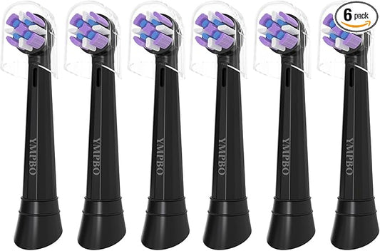 Pack of 6 Replacement Heads Compatible with Oral B iO 10 9 8 7 6 5 4 3 Series Electric Toothbrush, Medium Brush Heads, Black