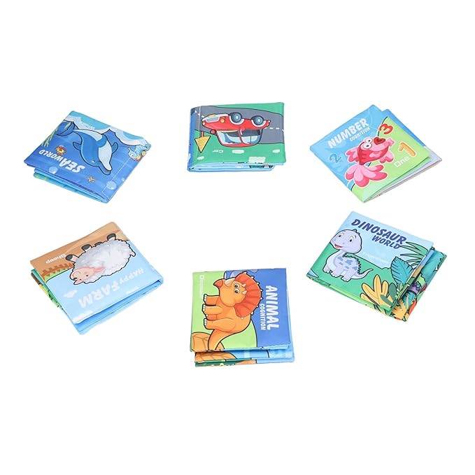 Fabric Books for, Various Learning Items, Educational Toys for Toddlers, Washable Bath Books for, Set of 6