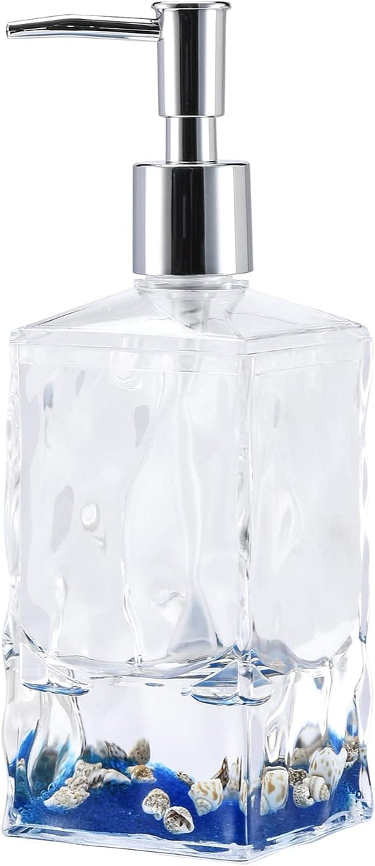 Locco Decor Acrylic Liquid 3D Floating Motion Bathroom Kitchen Vanity Accessory Soap Lotion Dispenser Oceam Theme Shell