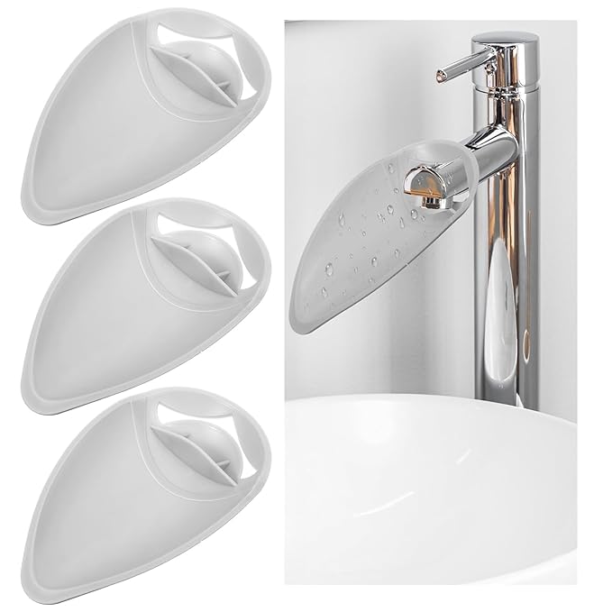 4 Pcs Faucet Extender for Toddlers, Adjustable Sink Faucets Extenders for Bathroom Safety, Splash-Proof Sink Extender for Faucet, Grey