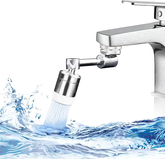 1080° Swivel Faucet Extender Faucet Extender Universal Sink Faucet Adapter with 2 Mode Rotatable Faucet Aerator Heavy Duty Brass Splash Filter Extension for Kitchen Bathroom Sink