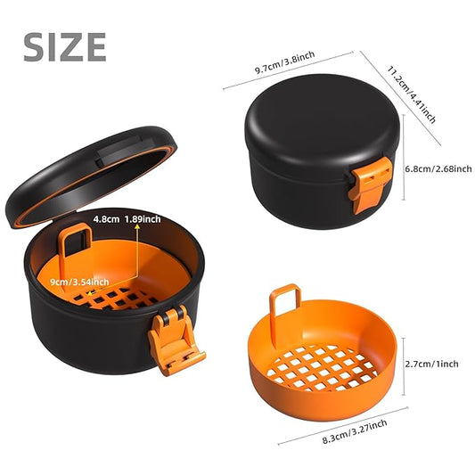 ARGOMAX Leak Proof Retainer Cleaner Case, Denture Cups for Soaking Dentures, Denture Travel Case (Black + Orange).