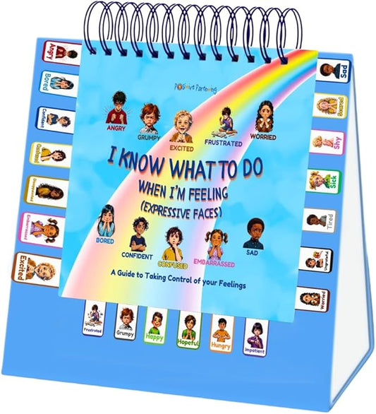 Thought-Spot Expressive Faces Flipbook | Emotions Wheel & Feelings Chart | Emotional Regulation Tool for Home, Class, Calm Down Corner | Helps Kids Learn Coping Skills | Autism Must-Have