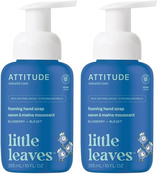 ATTITUDE Foaming Hand Soap for Kids, Plant and Mineral-Based Ingredients, Vegan and Cruelty-free Personal Care Products, Blueberry, 10 Fl Oz (Pack of 2)