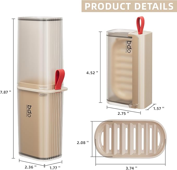 VITVITI Travel Soap Case Container, Portable Toothbrush Travel Case Dish Tray, 7.88 Inch Toothpaste Traveling Toothbrush Holder Set with Cover for Trip/Bathroom/Camping, Clear Coffee