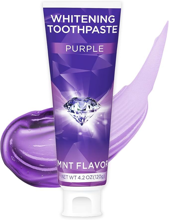 Purple Toothpaste for Teeth Whitening, Teeth Whitening Toothpaste, Tooth Stain Removal, Tooth Stain Removal Colour Corrector