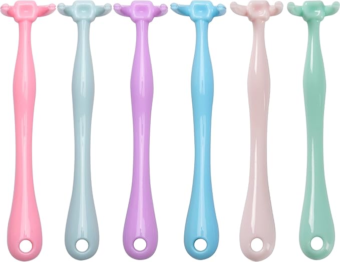 Design Colorful Floss Holder Reusable Dental Floss Handle Adults and Kids NO-Waste Floss Picksfloas Holder Flosser (PinkBlueGreenYellowPurpleLightpink)