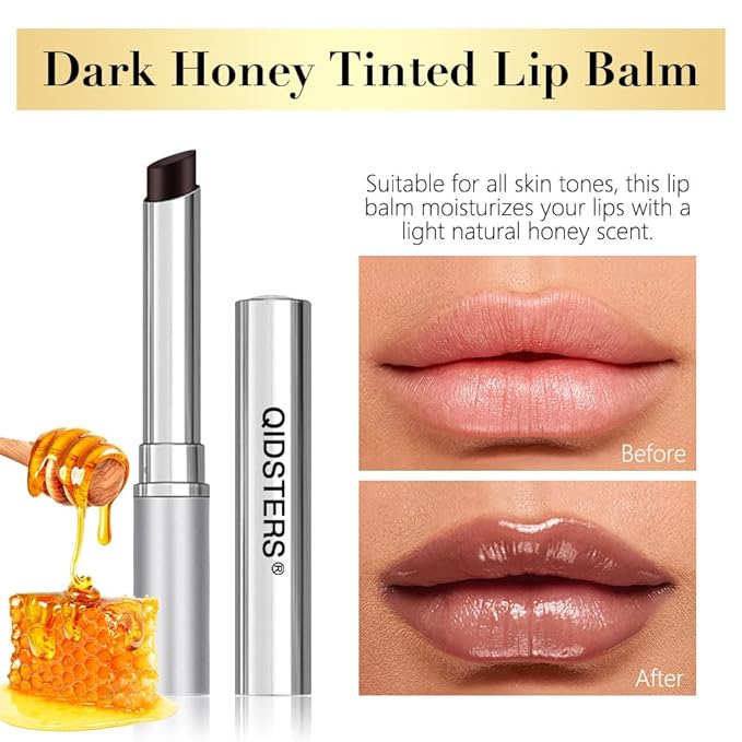 Honey Lipstick Tinted Lip Balm, Sheer Hydrating Lip Stain for All Skin Tones, Natural Lightweight Lips Gloss Makeup for Women, Vegan & Cruelty-Free