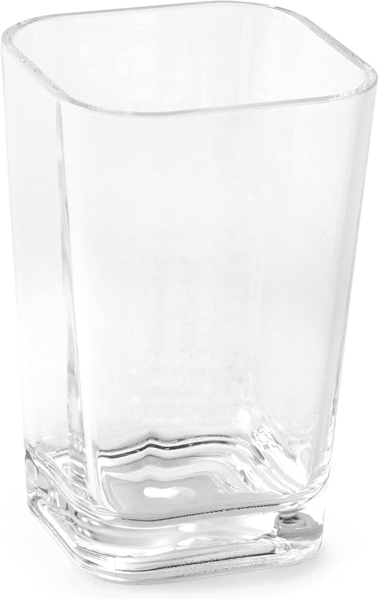 Huang Acrylic Clear Square Toothbrush Holder or Bathroom Tumbler Cup | Shatter-Proof, Stylish, Durable and Modern Minimalist Design