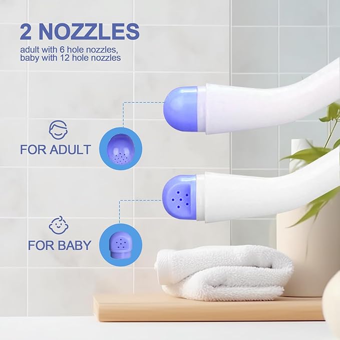 2 Pack Portable Bidet Sprayer Peri Bottle, Number-one Travel Bidet Bottle 500ml 17oz Personal Hygiene Care Toilet Bidet Shower with 2 Nozzles, Dust Cap and Storage Bag for PostPartum Care and Recovery