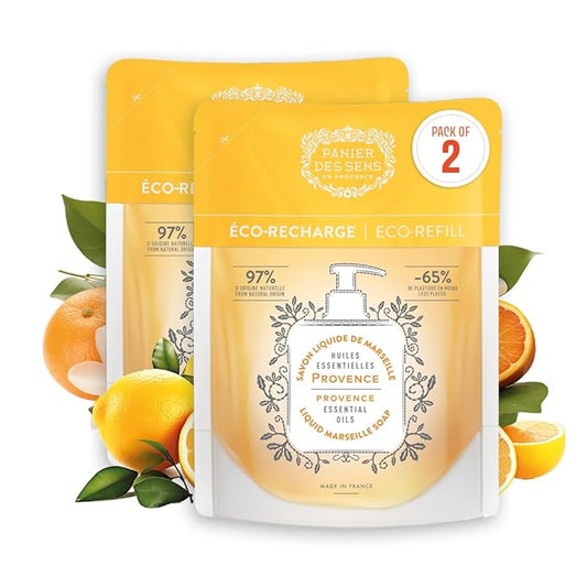 Panier des Sens - Liquid Hand Soap Refills - Provence Foaming Hand Soap Refill - French Moisturizing Hand Wash with Coconut Oil - Kitchen & Bathroom - 97% Natural - 34 Fl.oz