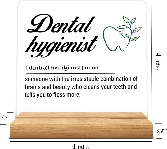 Dental Hygienist Gift for Women Men, Dental Hygienist Definition Acrylic Desk Sign Decor