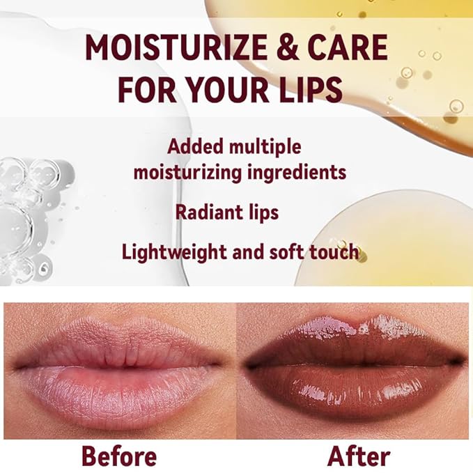 2Pcs Brown&Pink Honey Tinted Lip Stain Lip Balm Lip Gloss Lipstick, Sheer Hydrating Lip Stains Tint, Moisturizing Lip Color for All Skin Tones, Nourishing Lip Balm with a Hint of Natural Black Cherry