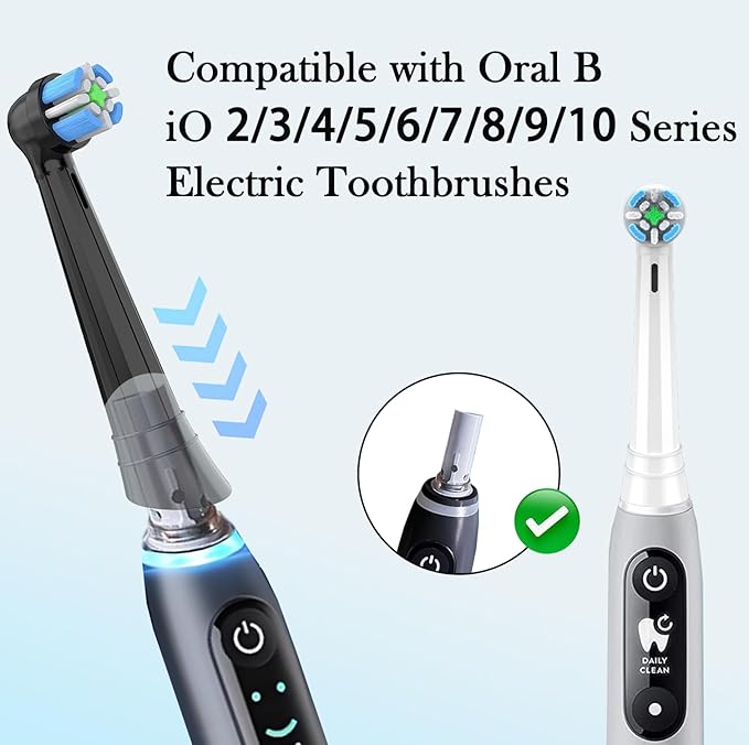 IO Replacement Brush Heads Compatible with Oral B iO Series 2-10 Electric Toothbrushes (Black, 6 PCS)