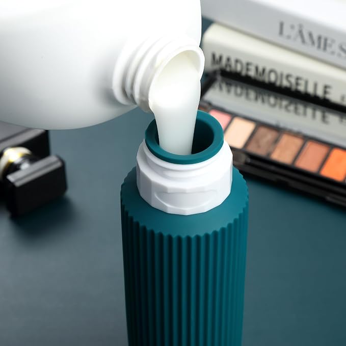 Travel Bottles for Toiletries, Large 6oz Travel Size Containers, BPA Free Leak Proof Tubs Refillable Liquid Accessories with Toiletry Bag for Cometic Shampoo and Lotion Soap (4 Pack)