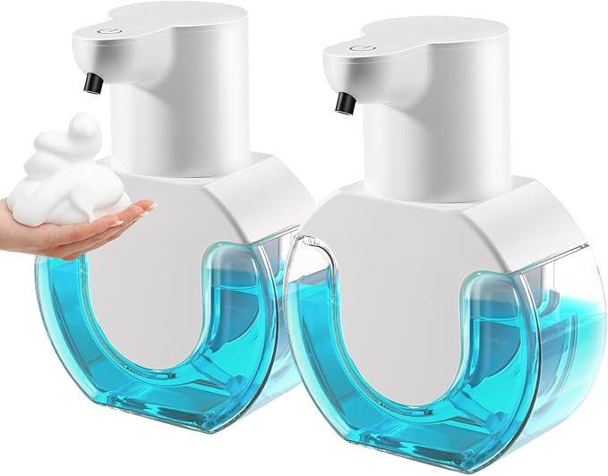 2 Pack Automatic Foaming Soap Dispenser 14.2oz/420ML Touchless Automatic Foaming Soap Dispenser,Rechargeabled Wall Mounted Smart Soap Dispenser for Bathroom Kitchen