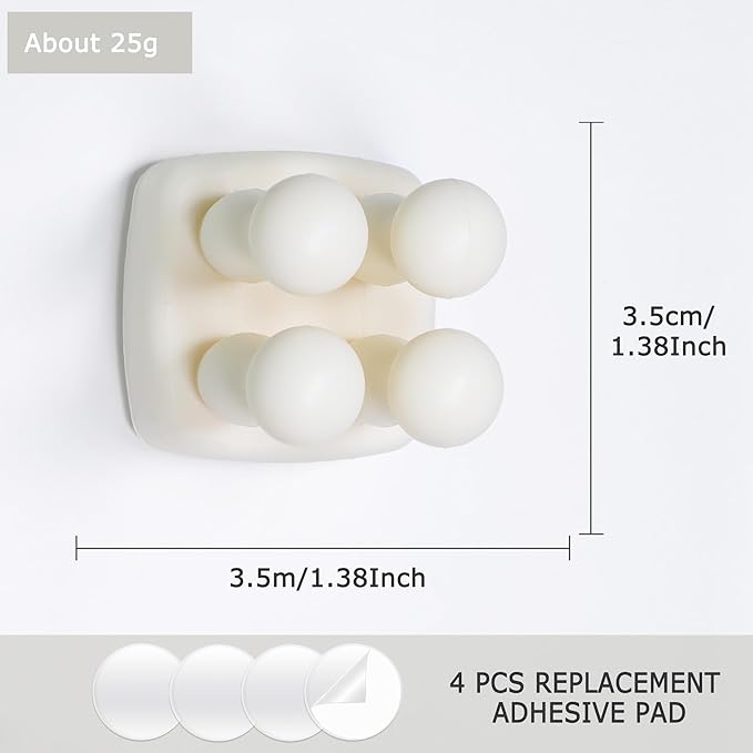 Silicone Toothbrush Holder Multi-Function Hook Waterproof self Adhesive Single Toothbrush Hook Plug Holder for Wall for Hanging Bathroom Kitchen Living Room Office (Square-Cream)