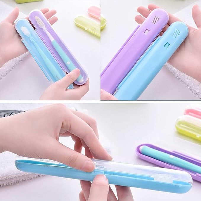 4 Packs Toothbrush Travel Case, Portable Toothbrush Holders - Compact Toothbrush Organizer, Breathable Plastic Toothbrush Travel Holder for Travel, Vacation, Camping, Gym, Business Trips, Office