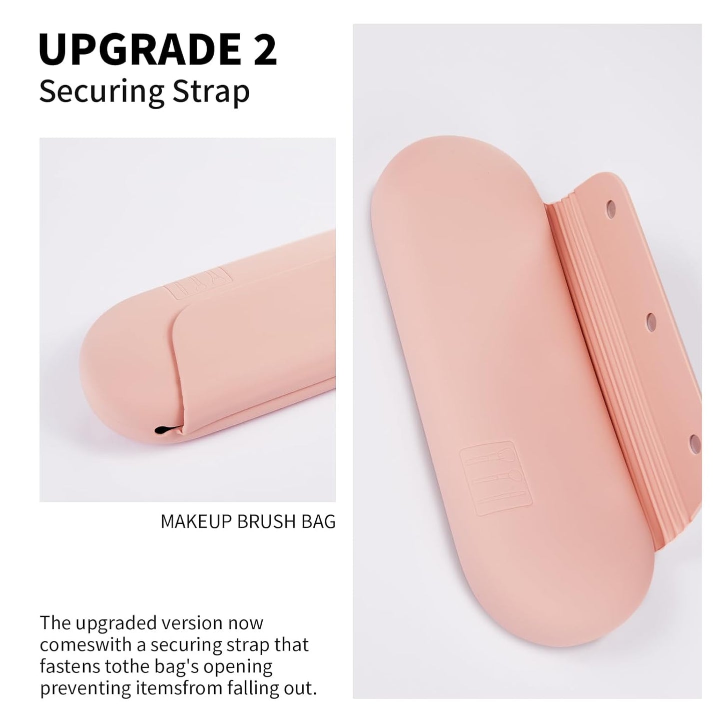2 IN 1 Silicone Makeup Brush Holder with Beauty Make Up Sponge Holder Case：Soft Portable Cosmetic Face Brushes Holder with Upgrade Anti-Fall Out Magnetic Closure - Pink Sand