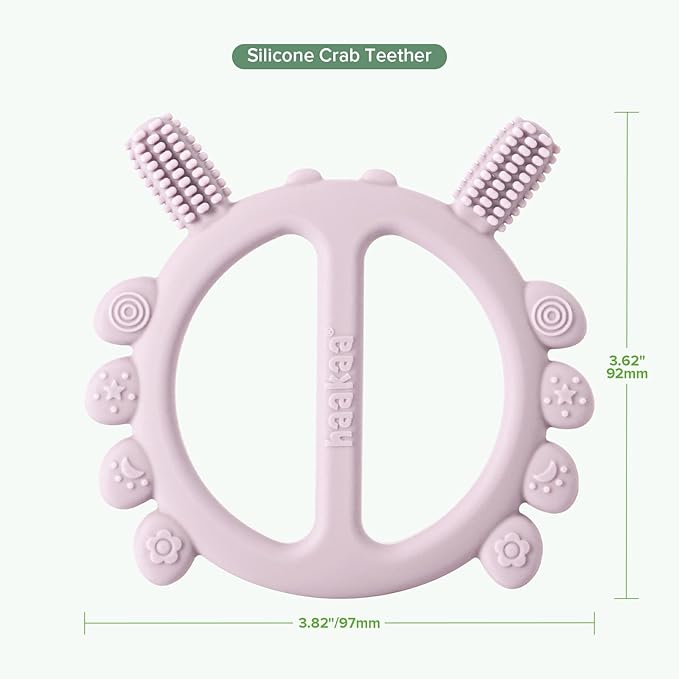 Haakaa Silicone Crab Baby Teether,Baby Toys,360°Baby Toothbrush Head for Infant Self-Brushing Training,Food-Grade Silicone,Lavender
