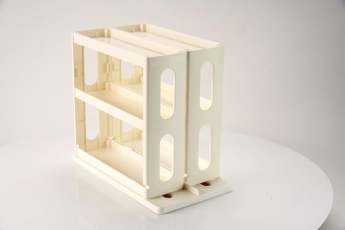 Medicine Organizer 2 Three-Decker Shelves Cabinet Storage Rack Organizer for Holding Vitamins, Supplements Cosmetics (9”H x 5.8”W x 10.4”D) (Natural White)