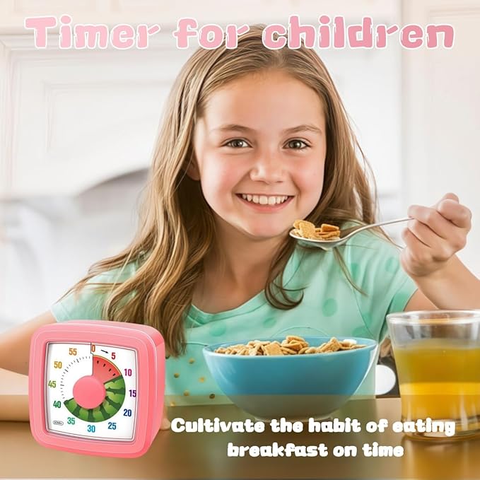 Kids Visual Timer for Kitchen,Classroom,Cooking,Learning,Bedroom,Office, 60-Minute Countdown Pomodoro Timer for Kids with Autism ADHD (Watermelon Style)