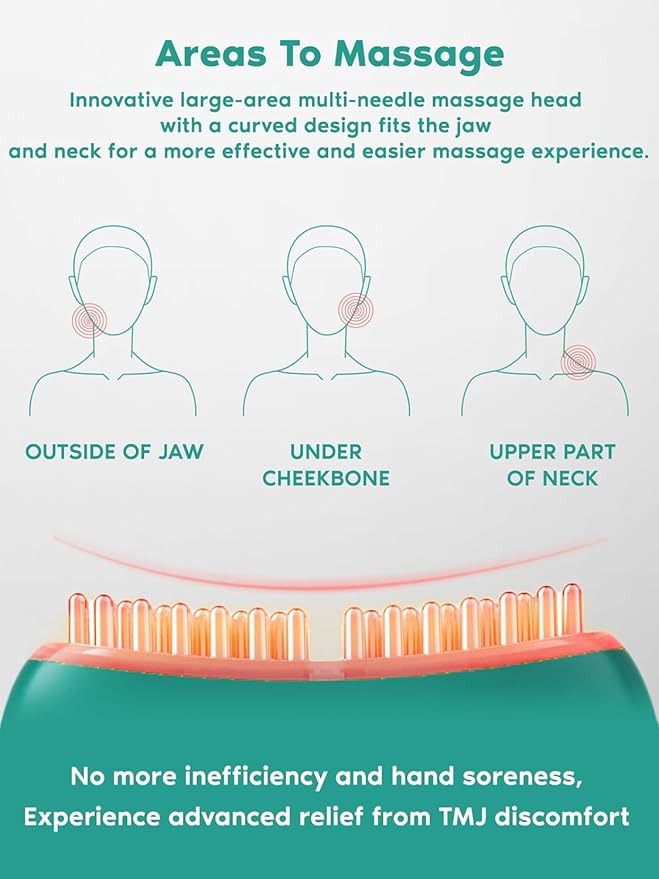 TMJ Relief Products Jaw, TMJ Relief Massager, Vibration and Heating, Ergonomic Multi-Needle Design TMJ Massage Tool, Green