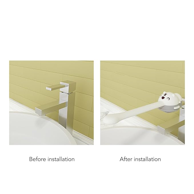 Drfeify Kids Faucet Handle Extender, 17cm Switch Extension, Universal Cartoon Animal Sink Handle Extender for Toddlers (Cream)