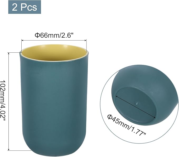 uxcell 2Pcs Plastic Drinking Cups, Double Color Unbreakable Reusable Bathroom Cup Mouthwash Cup Toothbrush Tumbler Holder, Dark Blue