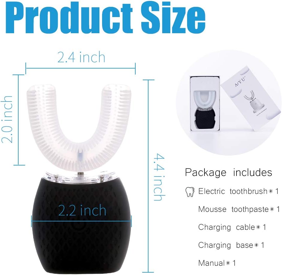 Ultrasonic Toothbrush for Adult Automatic Toothbrush 30'' Automatic Timer Wireless Charging Washable Travel Home Dual-use