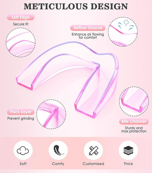 Large Mouth Guard for Grinding Teeth at Night, Night Guards for Teeth Grinding,Mouthguards for Grinding of Teeth, Sleep Guard with 2 x 5X Mirror Mouth Guard Case, Large (4 Pack)