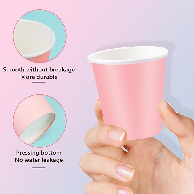 Paper Cups, 300 Pack of 3oz Pink Disposable Bathroom Cups, Ideal for Home, Travel, Party, Picnic and BBQ