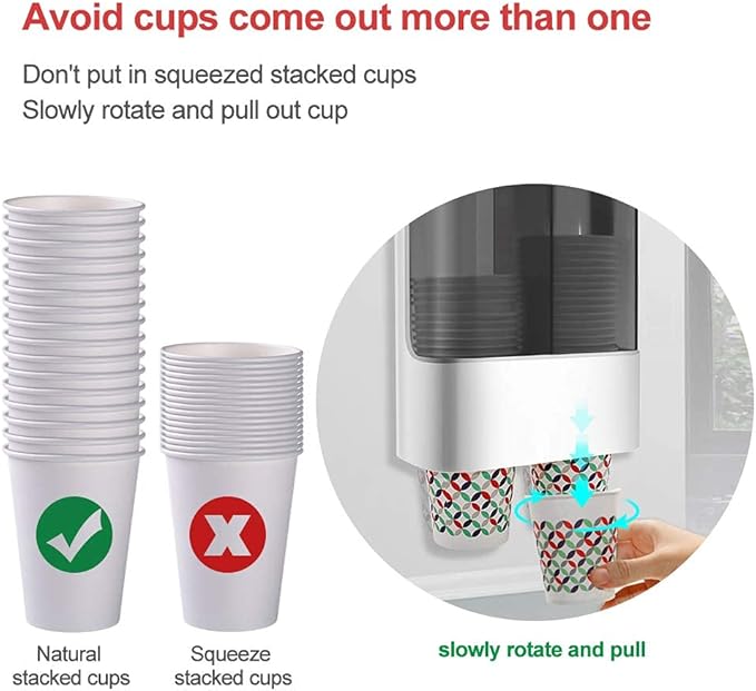 LBTING Water Cooler Cup Dispenser, Pull Type Wall Mounted Dispenser for 4oz - 6oz Cups – White