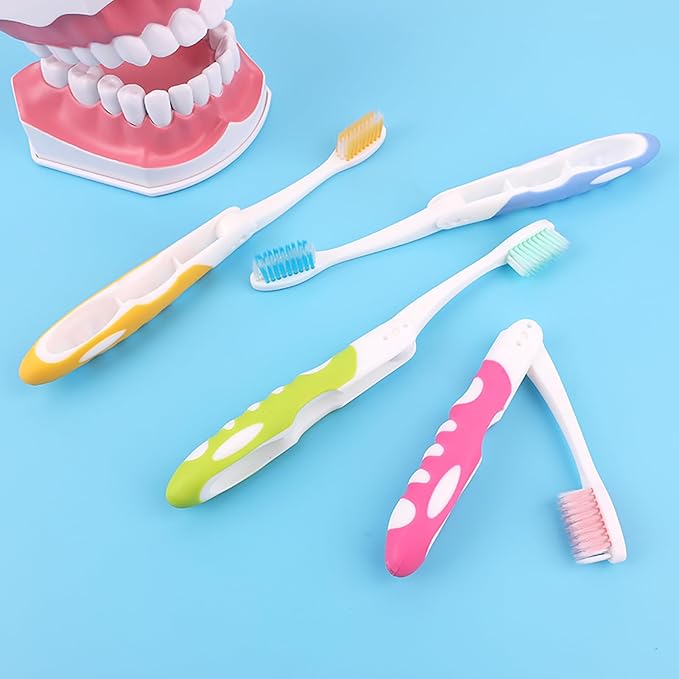 EasyHonor Folding Toothbrush - Soft Potable Travel Size, Individually Wrapped for Home, School, Camping Supplies(12 Pcs)