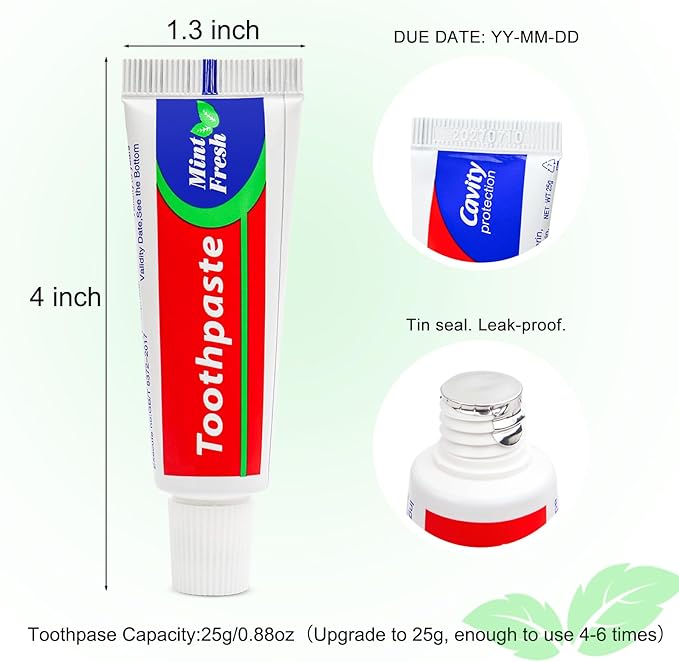 30pcs Travel Size Toothpaste Bulk, 0.88oz/25g Mint Mini Disposable Toothpaste for Hotel, Guests, Homeless, Charity