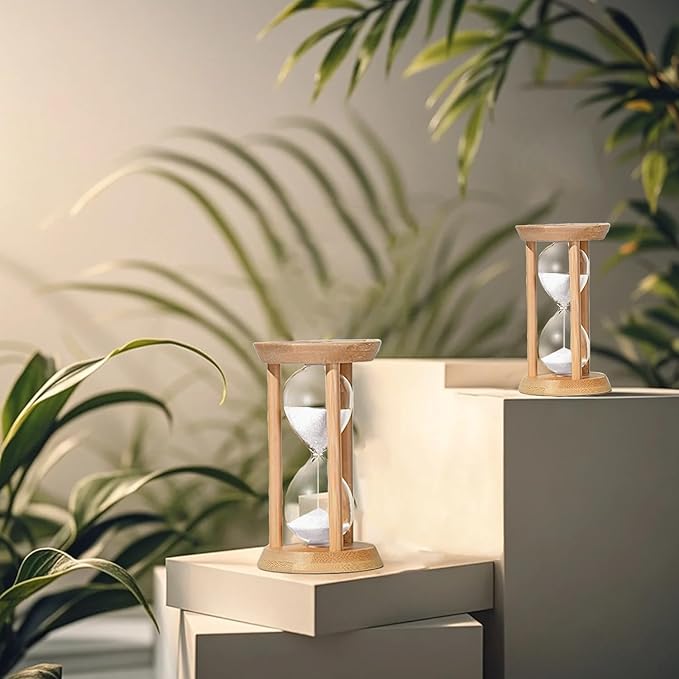 Wood Sand Timer, 5 Minute Hourglass,Bamboo Sandglass Timer 5 Min,Sand Clock Timer,Unique Sand Clock for Baking,Game, Gift,White