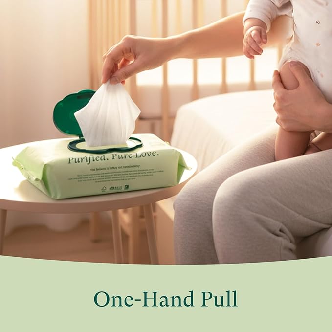 PurComfy Baby Wipes Unscented, 4 Flip-Top Packs + 4 Travel Pack 99.9% Water Wipes with Plant Based, Hypoallergenic for Sensitive Newborn Skin, Total 272 Count Wet Wipes