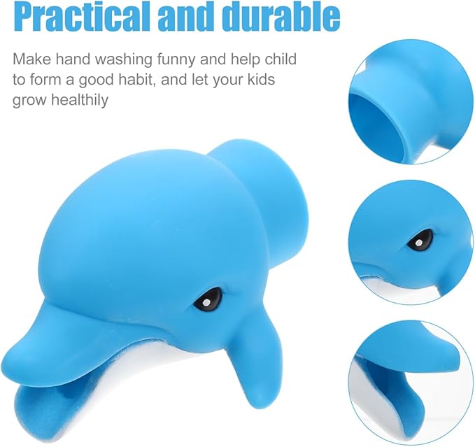 Kids Faucet Extension Cartoon Sink Faucet Extender Baby Hand Washing Tool Portable Vinyl Design 4.13X3.34X2.55 Inches Safe Bath Pourer for Toddlers