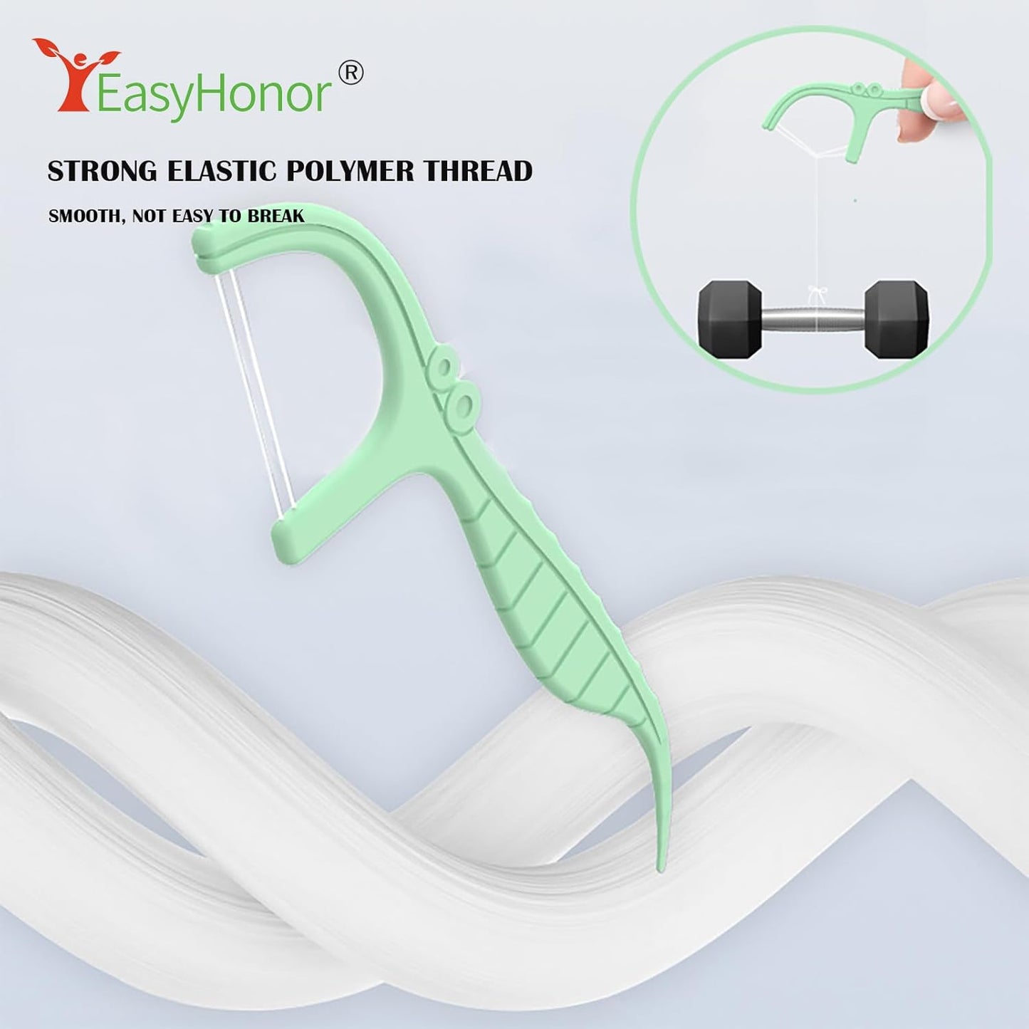 EasyHonor Dental Floss Picks,Twin-Line Mint Flavor Dental Flossers, Dual Action Flossing System, Easy Carry and Pick, 156 Count Floss Sticks in 3 Portable case.(Green, Mint)