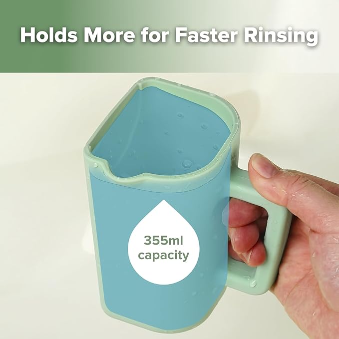 haakaa Gentle Pour Bath Rinse Cup | Food Grade Silicone Shampoo & Body Washing Rinser Cup for Kids with Easy Grip Handle - Pea Green