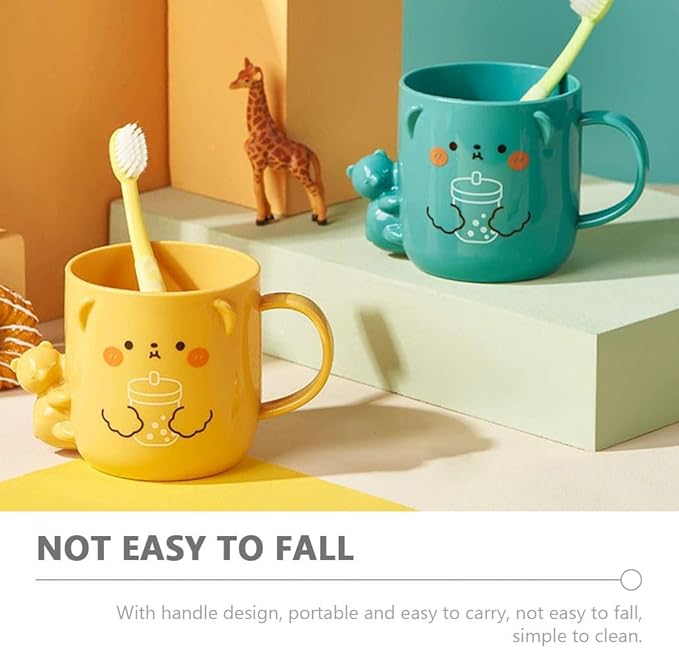 2 Pcs Children's Plastic Mug Cup for Kids Cartoon Toothbrush Cup for Kids for Children Cute Cute Toothbrush