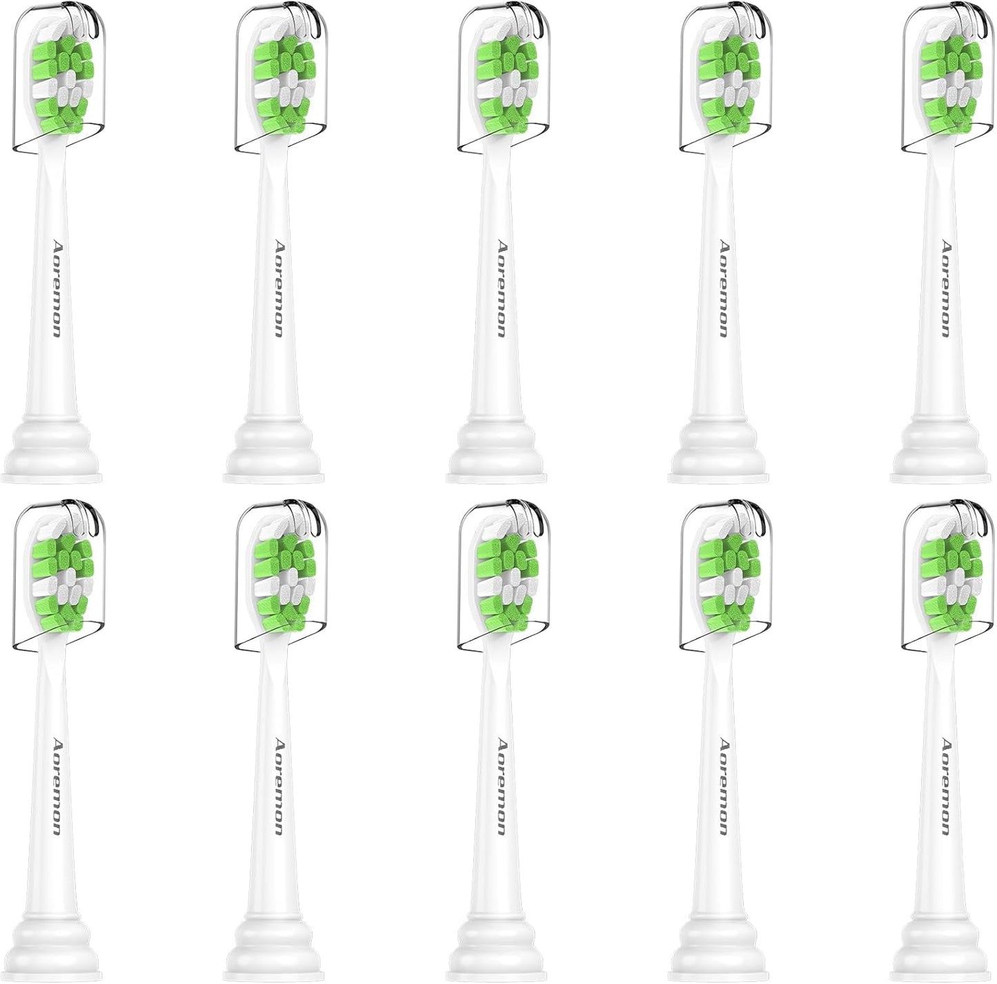 Aoremon Replacement Heads for Philips Sonicare Toothbrush Heads - Compatible with Phillips Sonicare W HX6062/65 & All Snap-on Electric Toothbrush Models, White Pack of 10