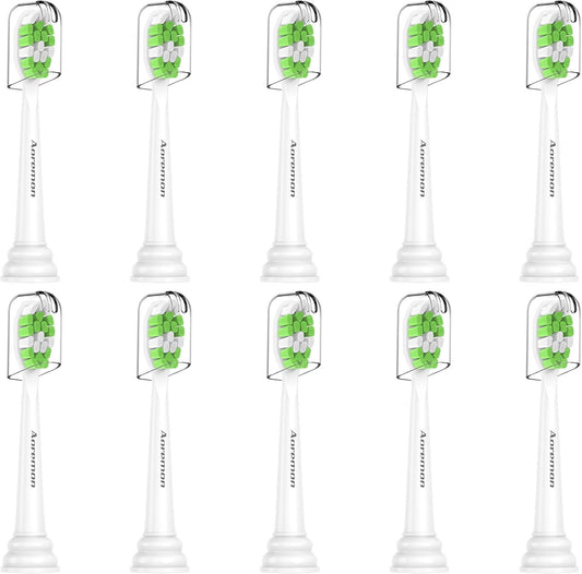Aoremon Replacement Heads for Philips Sonicare Toothbrush Heads - Compatible with Phillips Sonicare W HX6062/65 & All Snap-on Electric Toothbrush Models, White Pack of 10