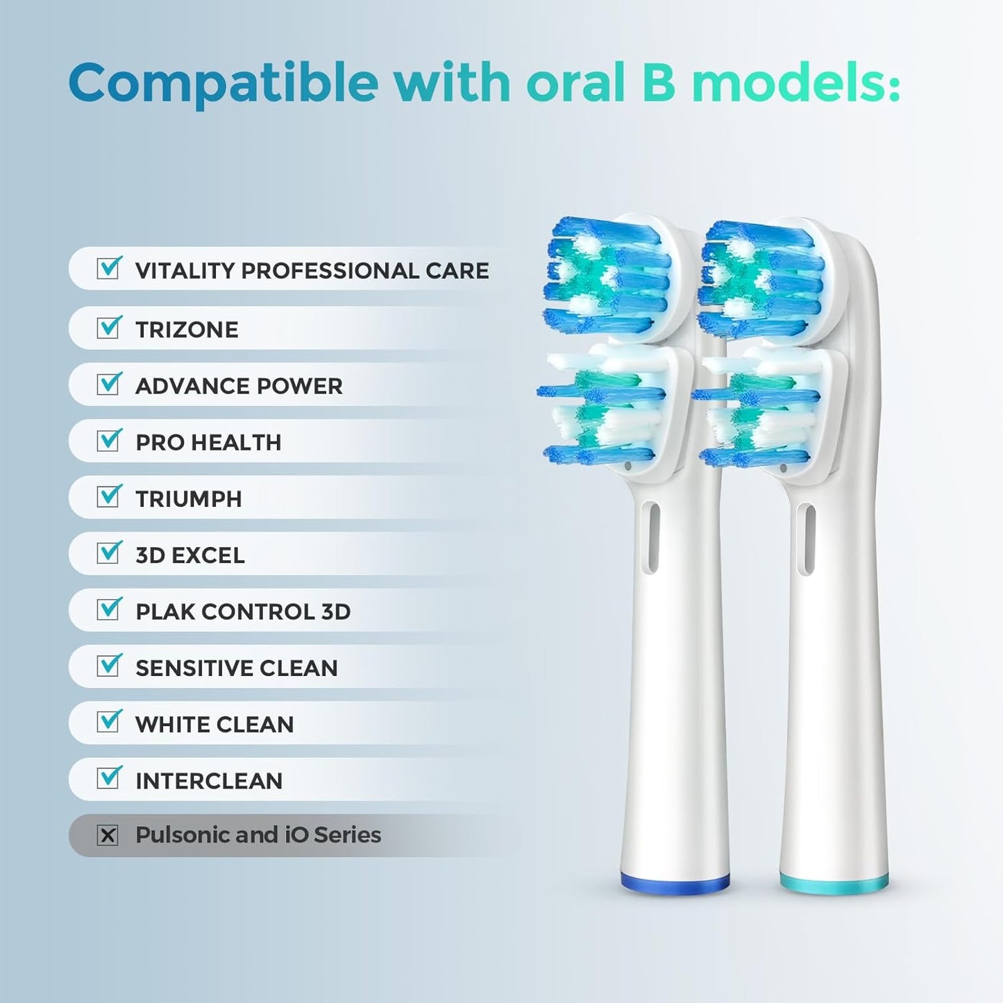 16 Pcs Double Heads Replacement Toothbrush Heads Compatible with Oral B Braun,Electric Toothbrush Heads Refill for Pro 500/1000/1500/3000/7000/8000/9600