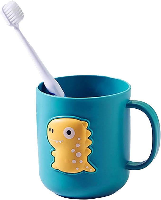 Bathroom Toothbrush Holder - Dinosaur Design Cup, Portable Drinking Mug, Child Friendly Design with Leak Proof Lid, Toothbrush and Cup Set, for Kids Boys Girls Toddler Home Kitchen Bathroom