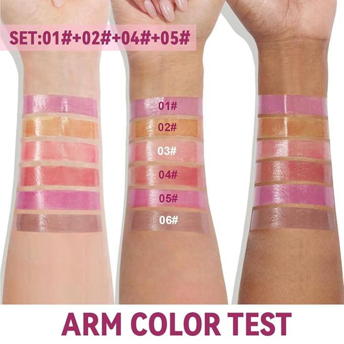 4Pcs Summer Glow Reviver Lip Balm Butter Lip Gloss, Melting Lip Serum, Ultra-Hydrating Natural Vegan Lip Oil, Sheer-Tinted Shine & Hydration, Soothes & Softens Dry Lips (01+02+04+05)