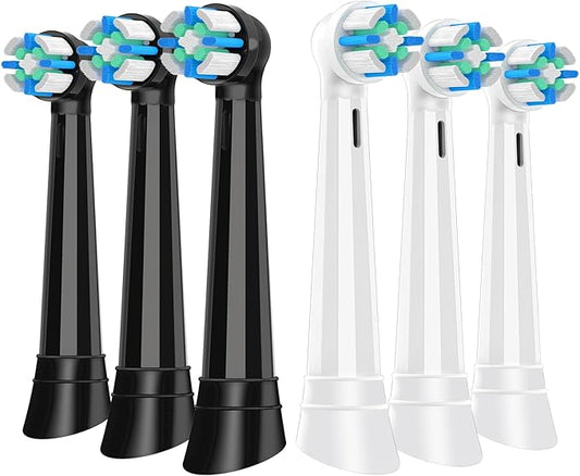 iO Replacement Heads Compatible with Oral B iO 2/3/4/5/6/7/8/9/10/Deep Clean Series Electric Toothbrush, Brush Heads Compatible with Oral B iO with Medium-Hard bristles Care Your Teeth (6 Black/White)